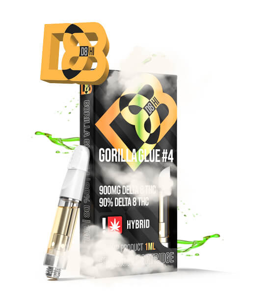 Delta 8 Gorilla Glue #4 Hybrid THC Vape Cartridge by D8 HI – D8-HI